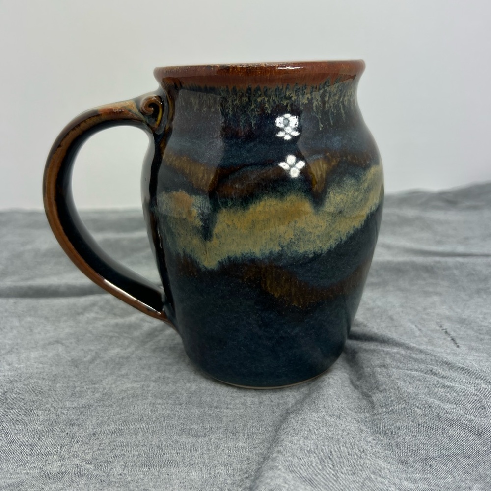 Handcrafted Ceramic Mug - Midnight Blue and Earthy Brown